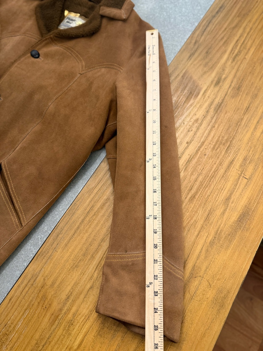 Vintage Pioneer Wear Suede Sherpa Rancher Jacket Brown Western Coat Size 44 - Picture 16 of 16